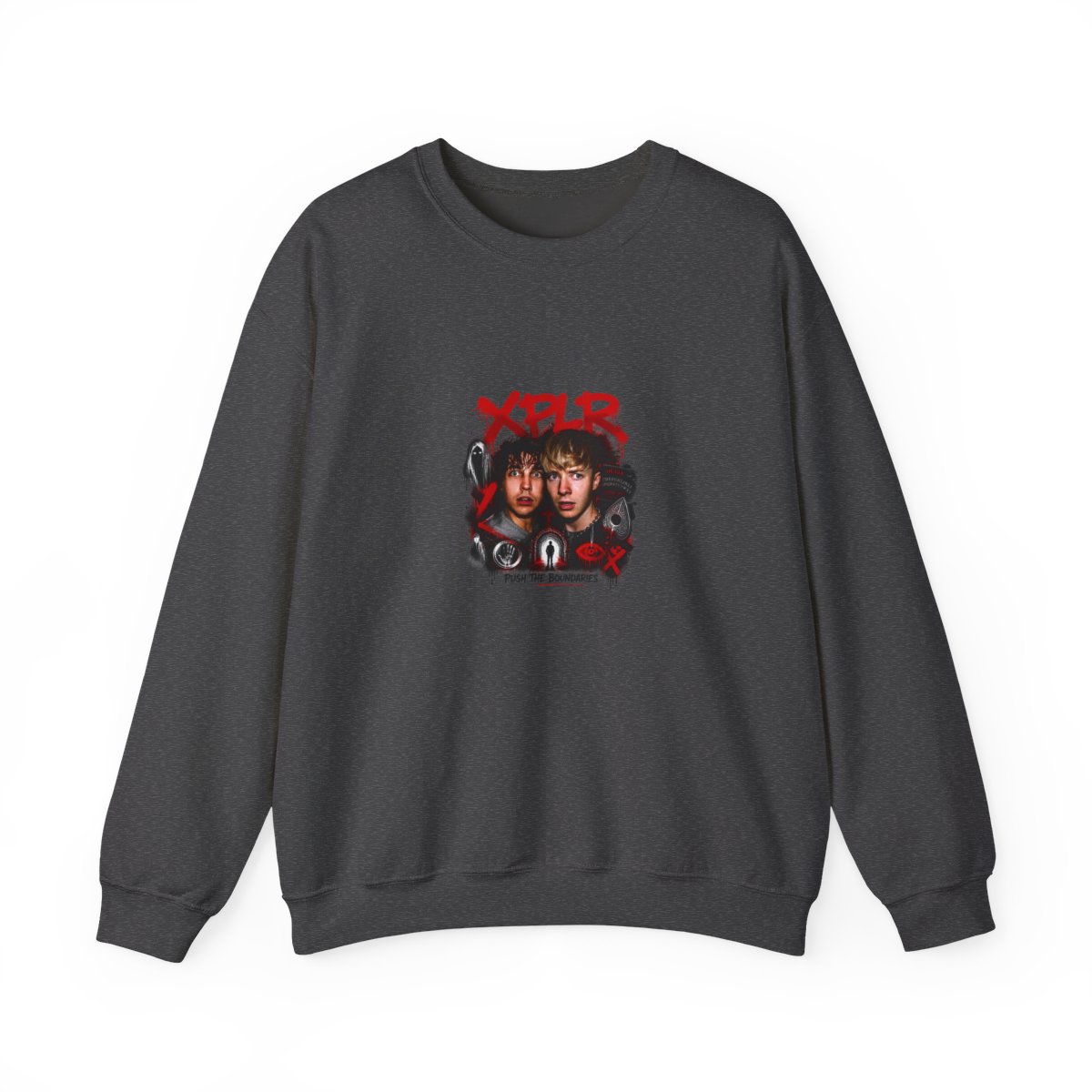 Sam and Colby " in bold, spray-painted style at the top. " Crewneck - alternate angle 4, merchandise