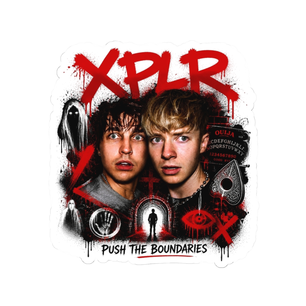 Sam and Colby " in bold, spray-painted style at the top. " Sticker - alternate angle 2, merchandise