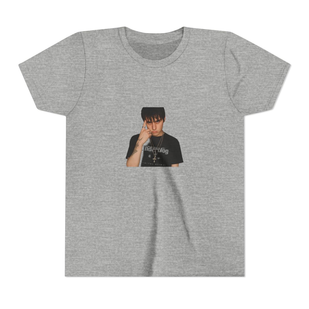 Edgy Silver Chains Portrait Kids T-Shirt - alternate angle 2, merchandise