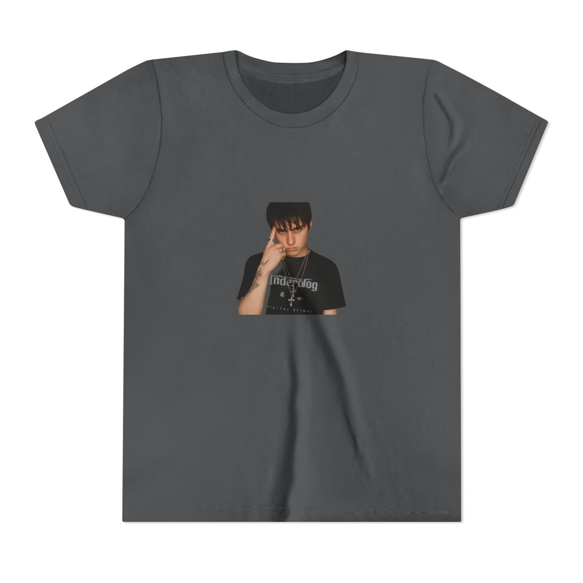 Edgy Silver Chains Portrait Kids T-Shirt - alternate angle 4, merchandise