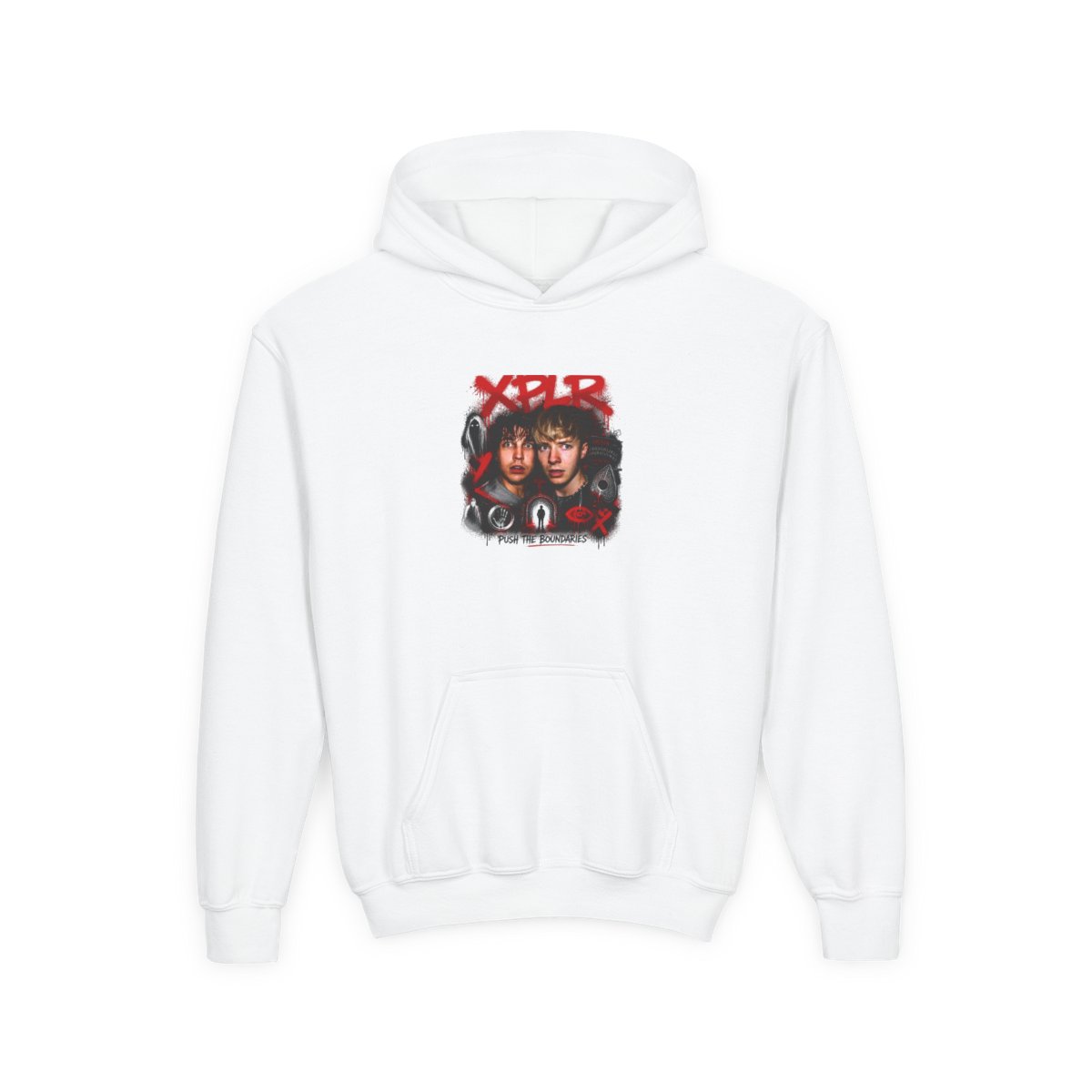 Sam and Colby " in bold, spray-painted style at the top. " Kids Hoodie