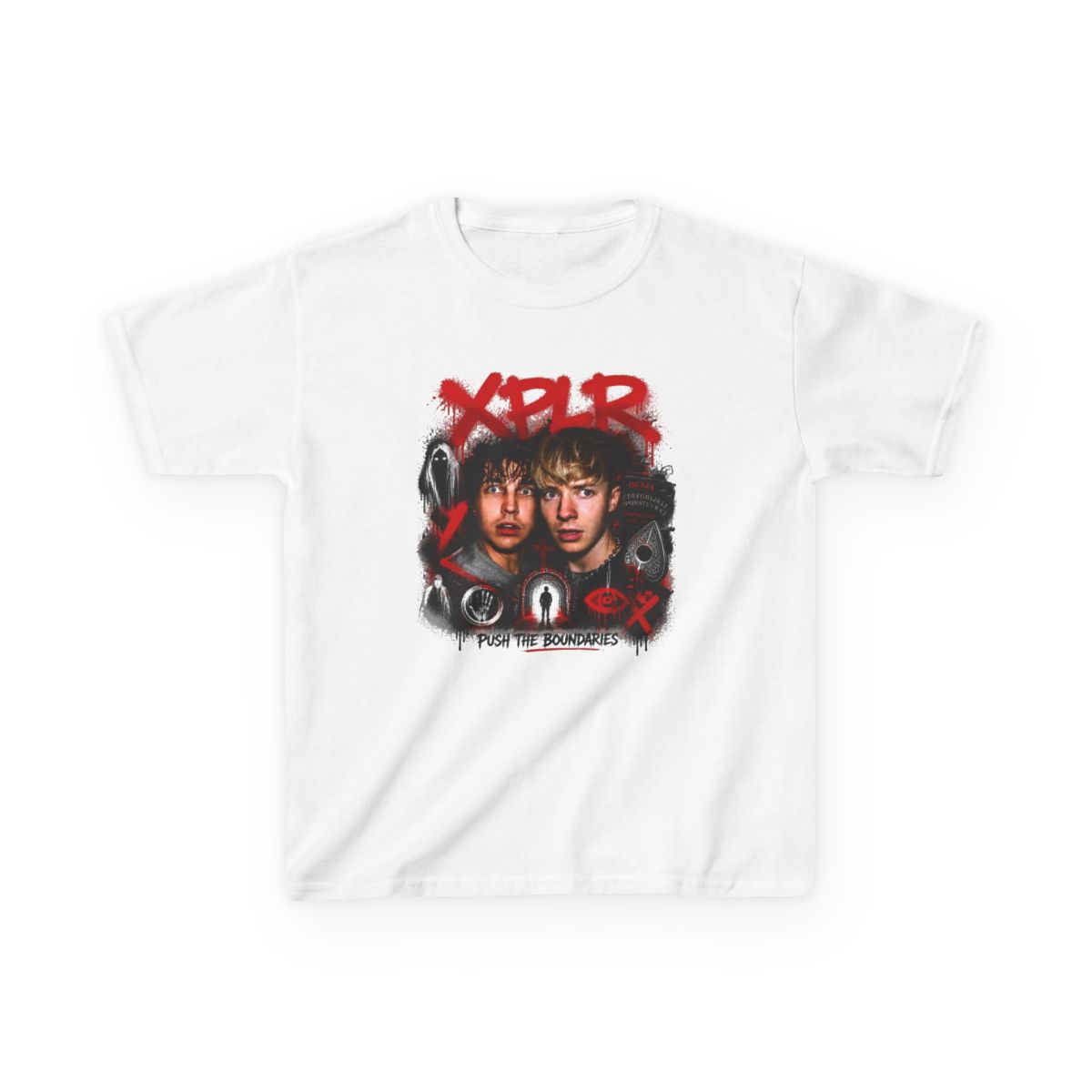 Sam and Colby " in bold, spray-painted style at the top. " Unisex Kids Tee