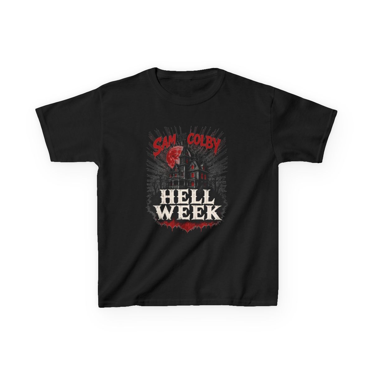 Sam and Colby "Hell Week" Unisex Kids Tee - alternate angle 2, merchandise